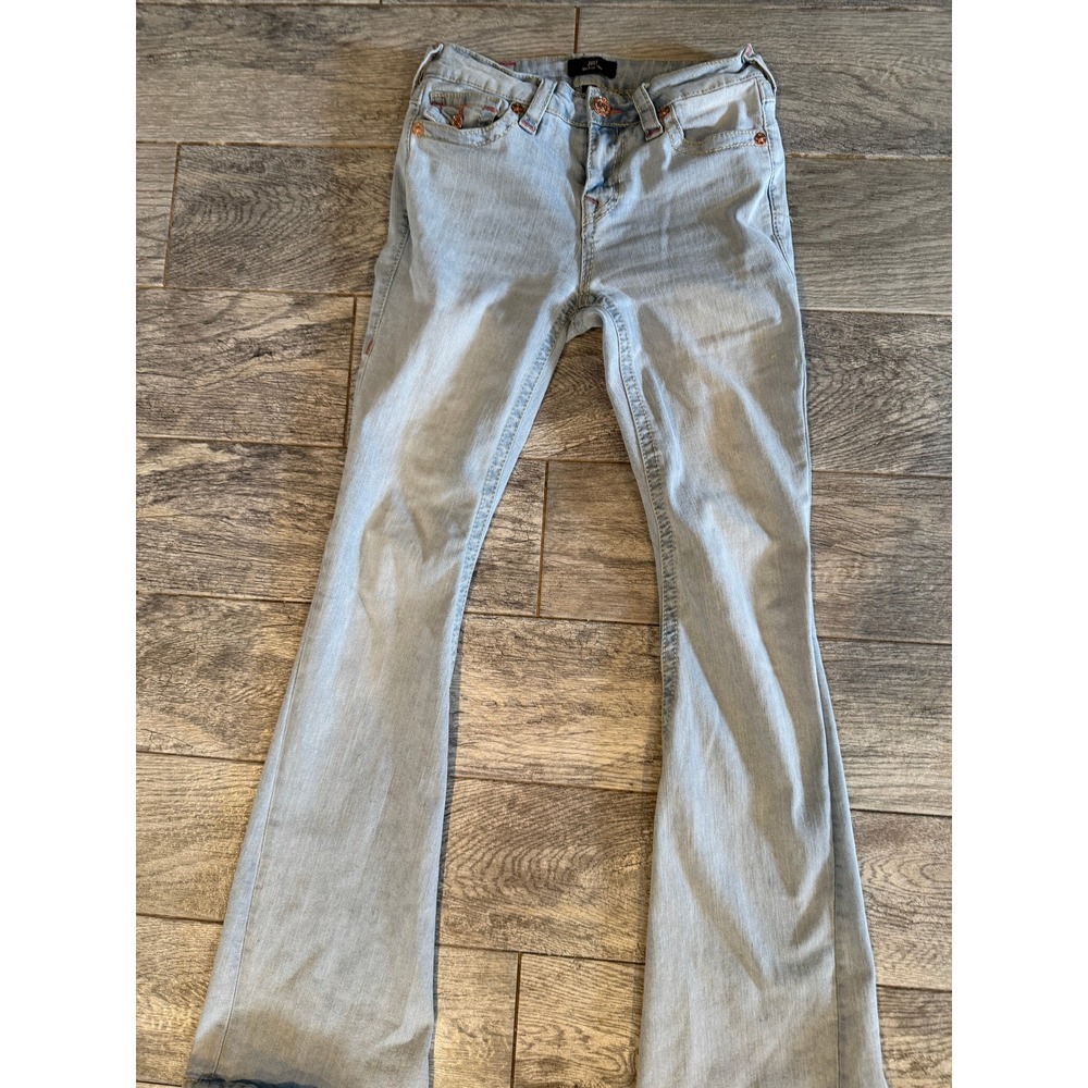 True Religion Joey Mid Rise Flare Jeans Womens 26 Bootcut Y2K Distressed Boot - Picture 9 of 12